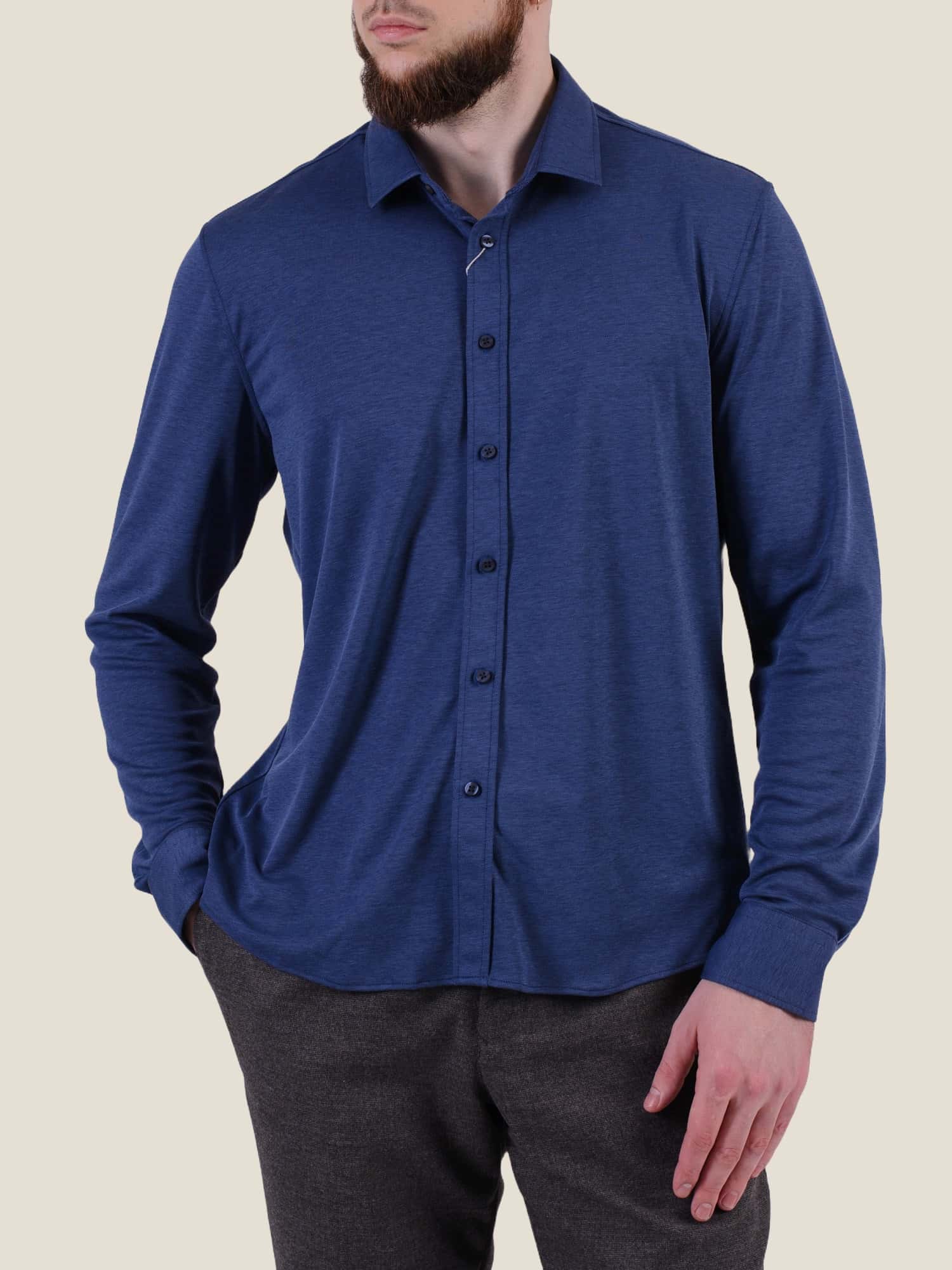 Текстильна сорочка темно-синя