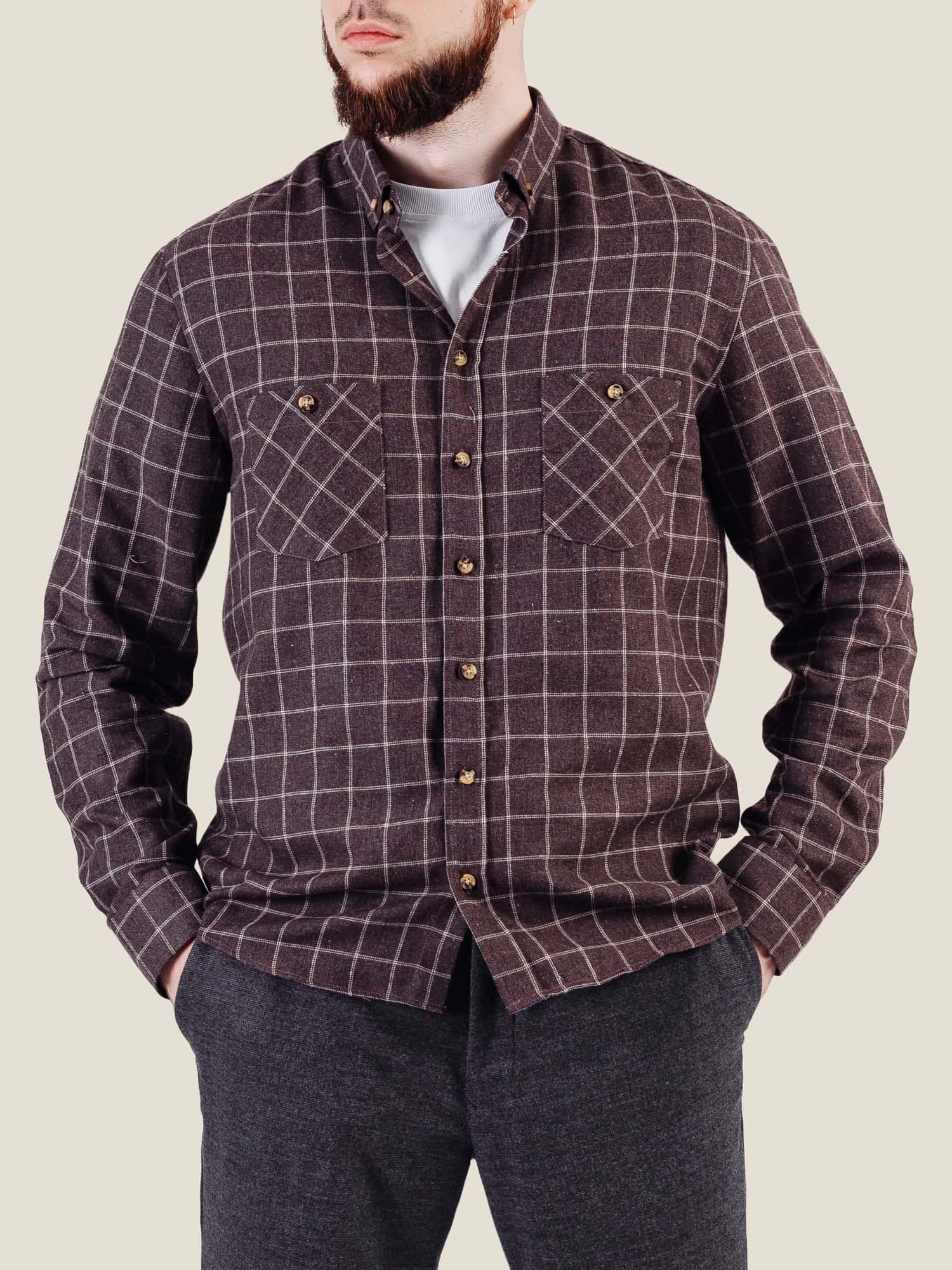 Фланелева сорочка коричнева