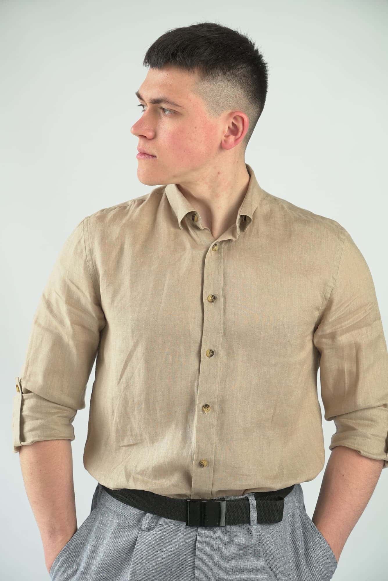 Лляна сорочка бежева