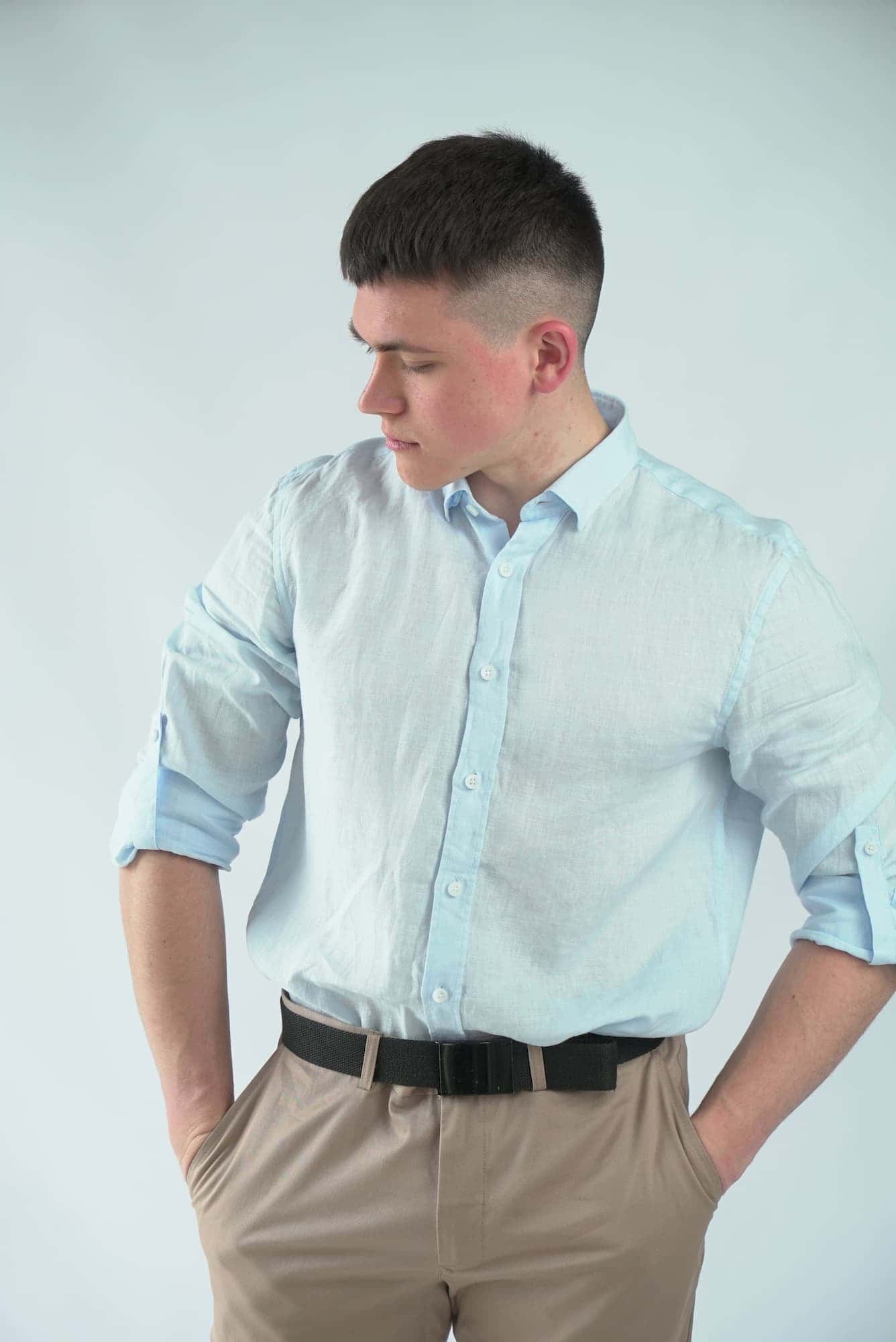 Лляна сорочка блакитна