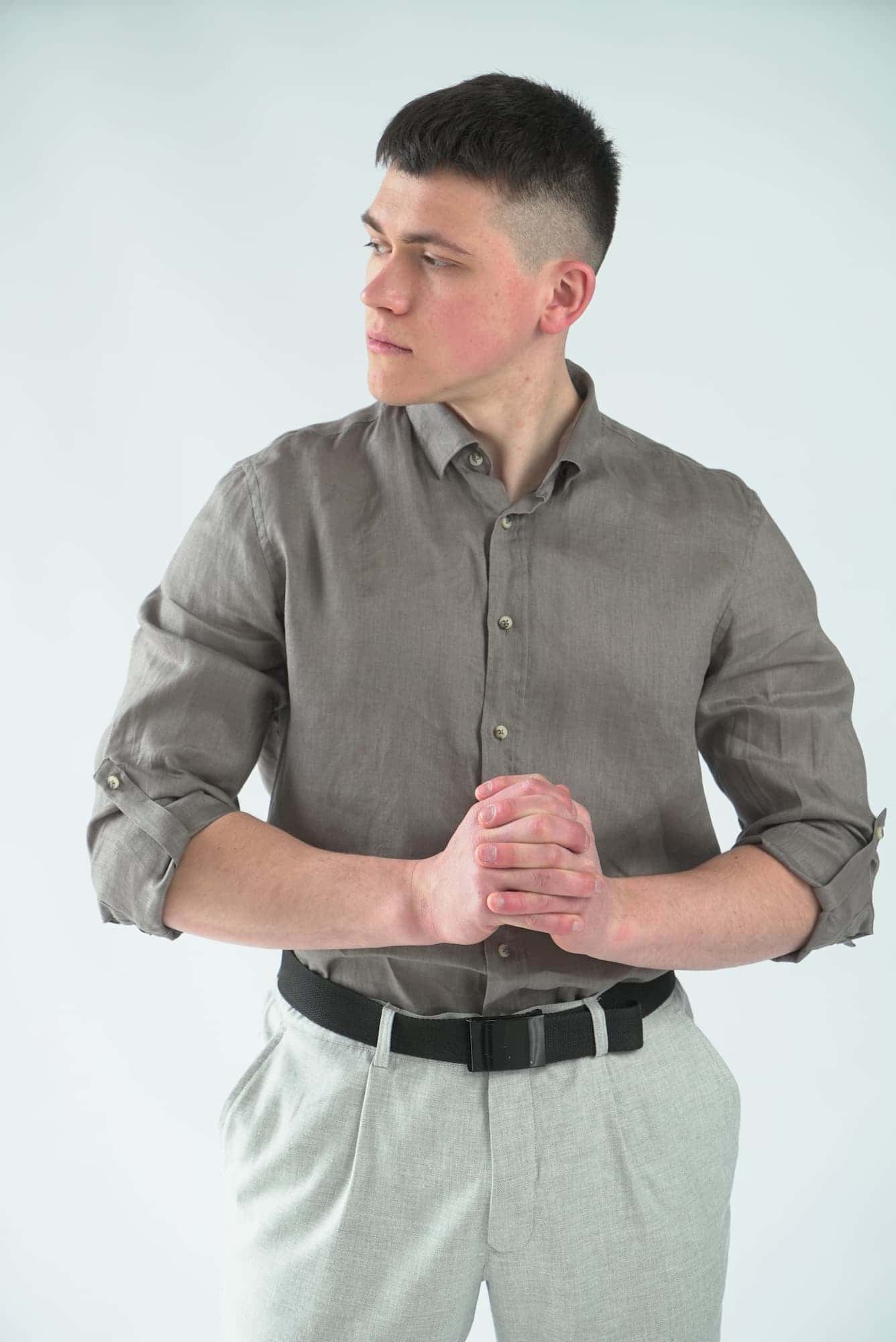 Лляна сорочка тауп