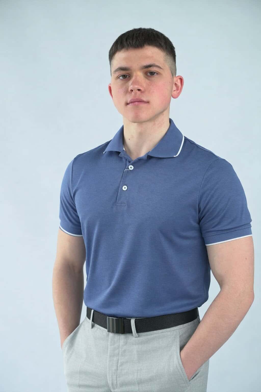 Поло меланж темно-синє