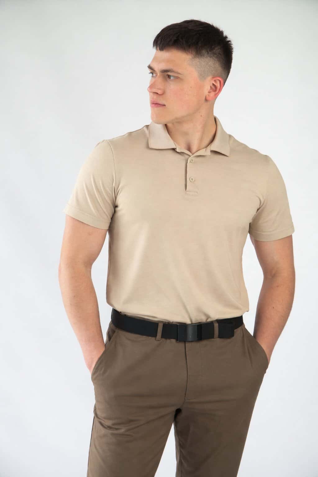 Поло меланж бежеве