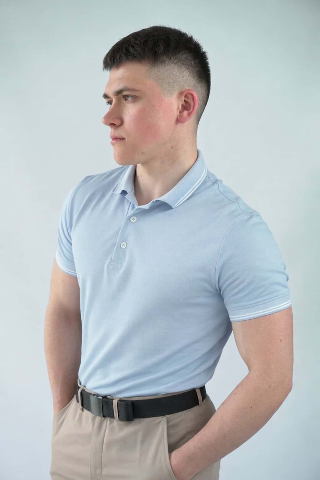 Поло меланж блакитне