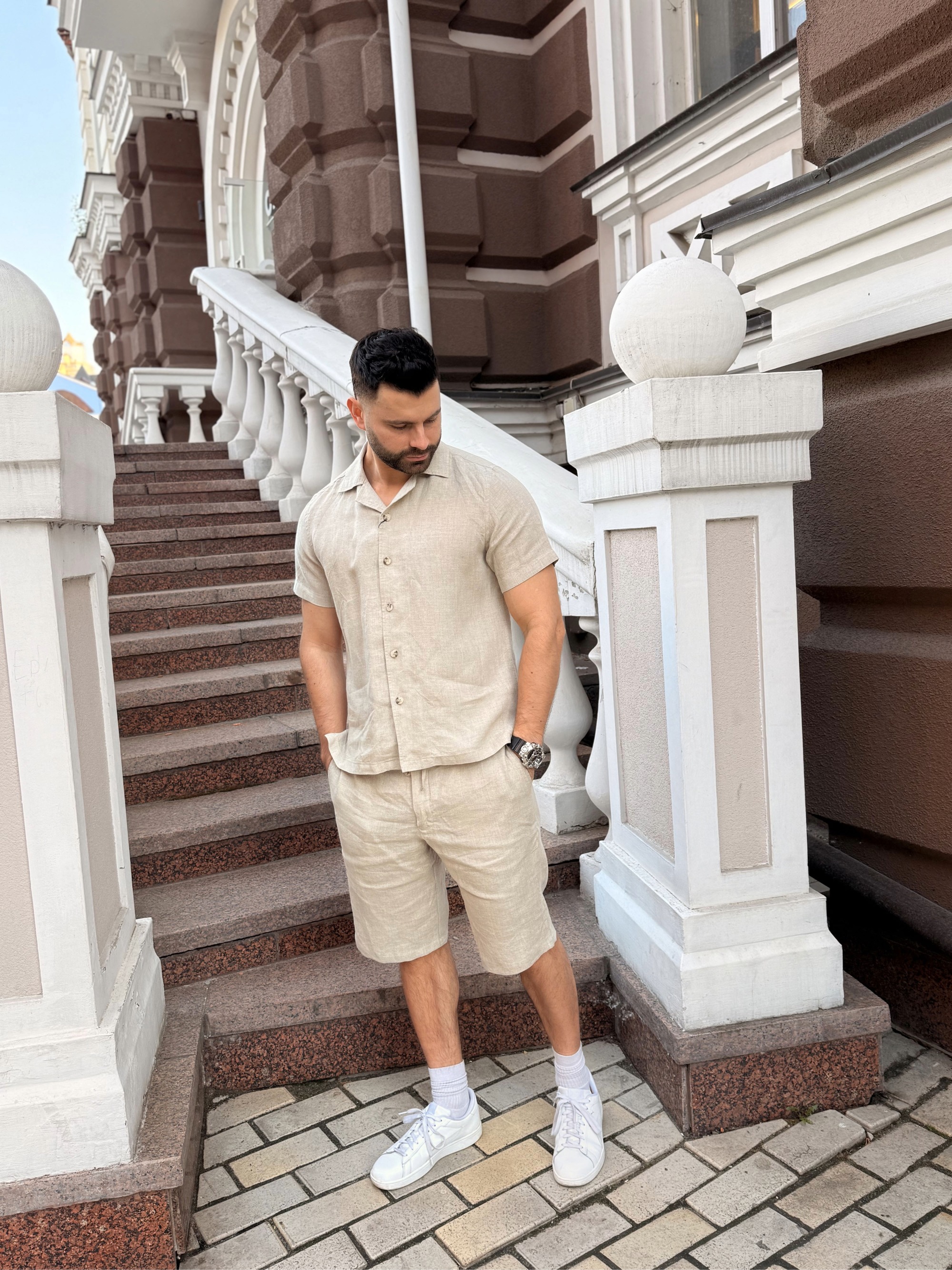 Лляний костюм пісок Gallery 1