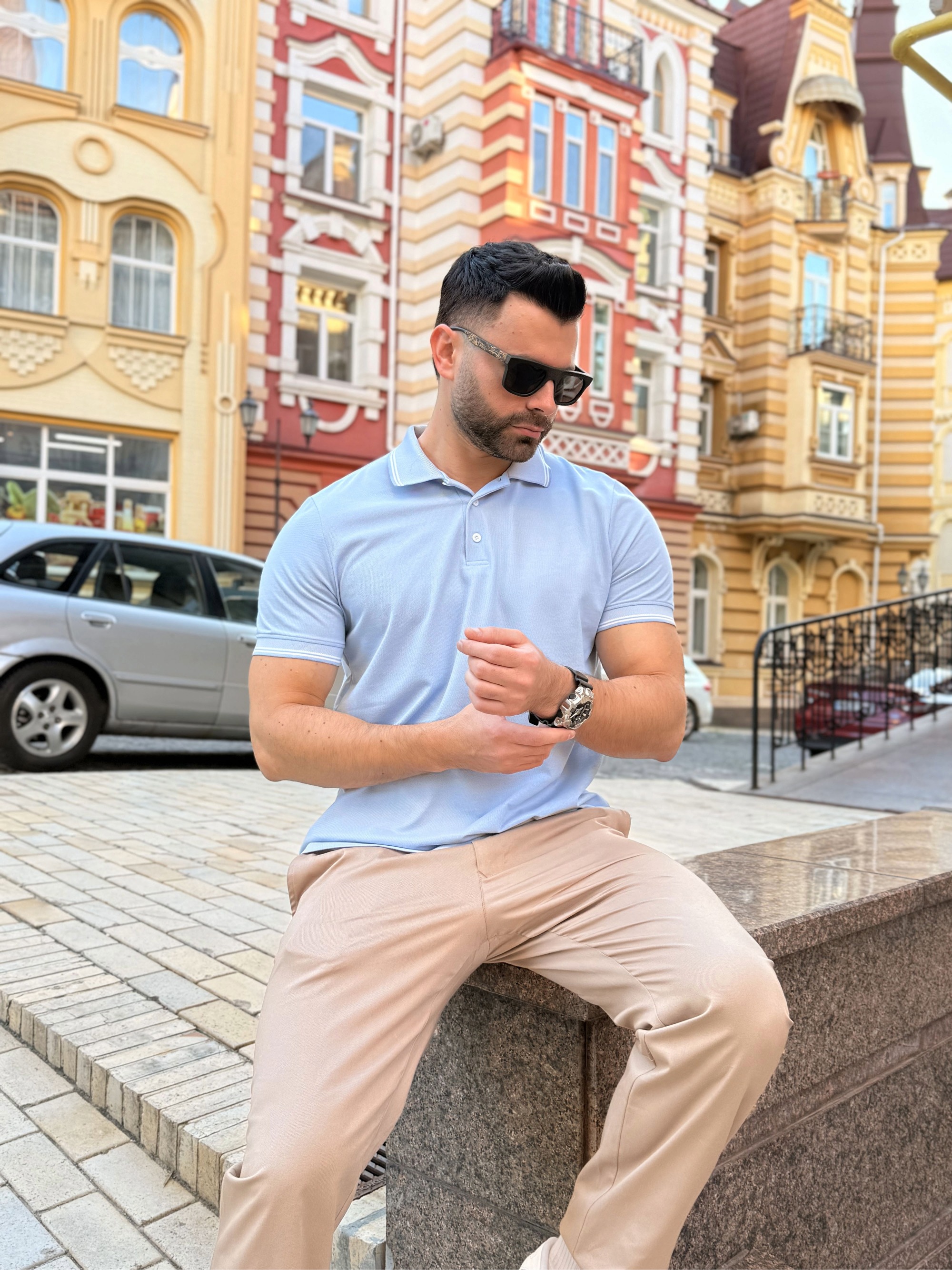 Поло «Меланж» блакитне Gallery 0