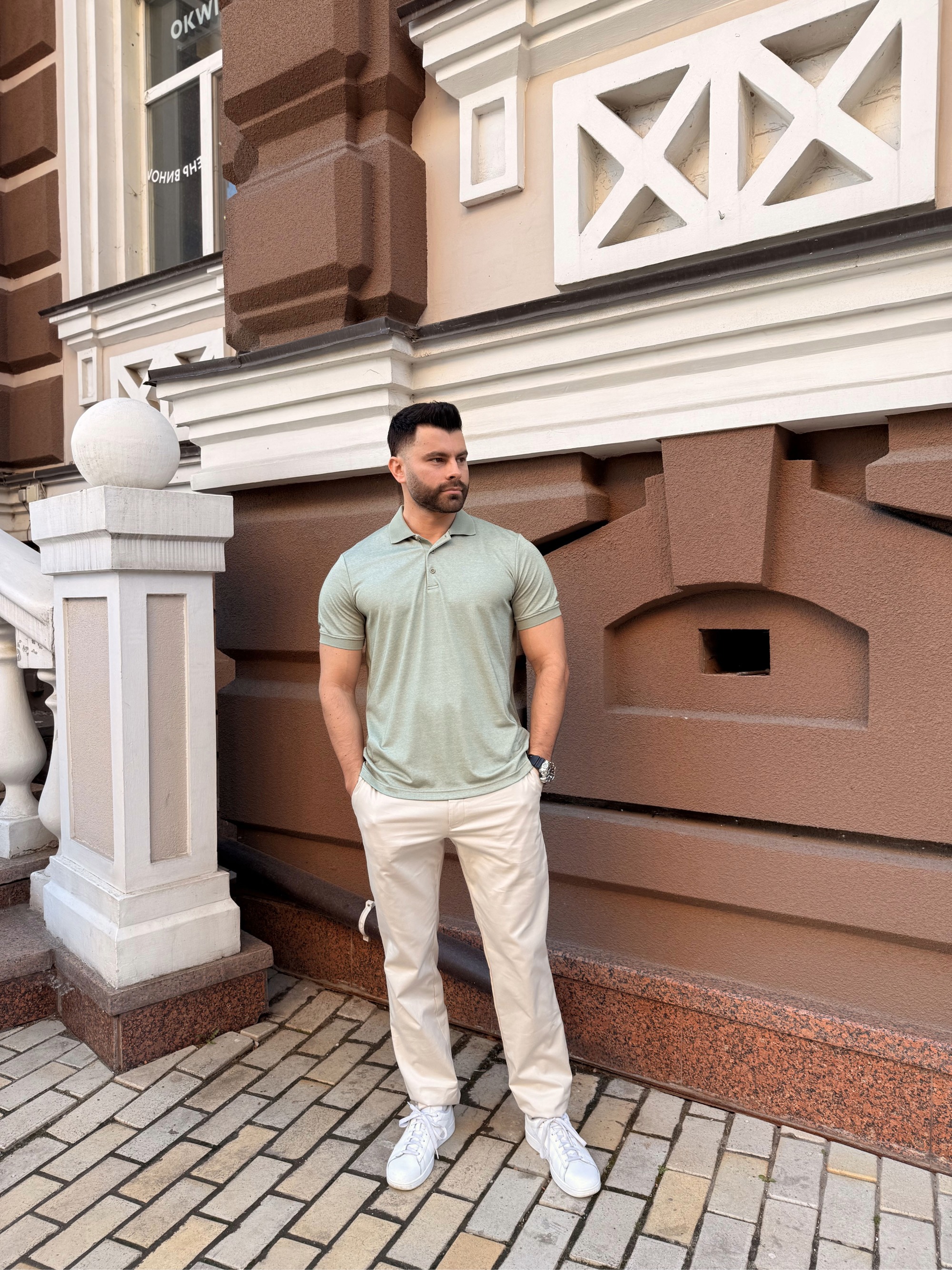Поло «Меланж» зелене Gallery 1